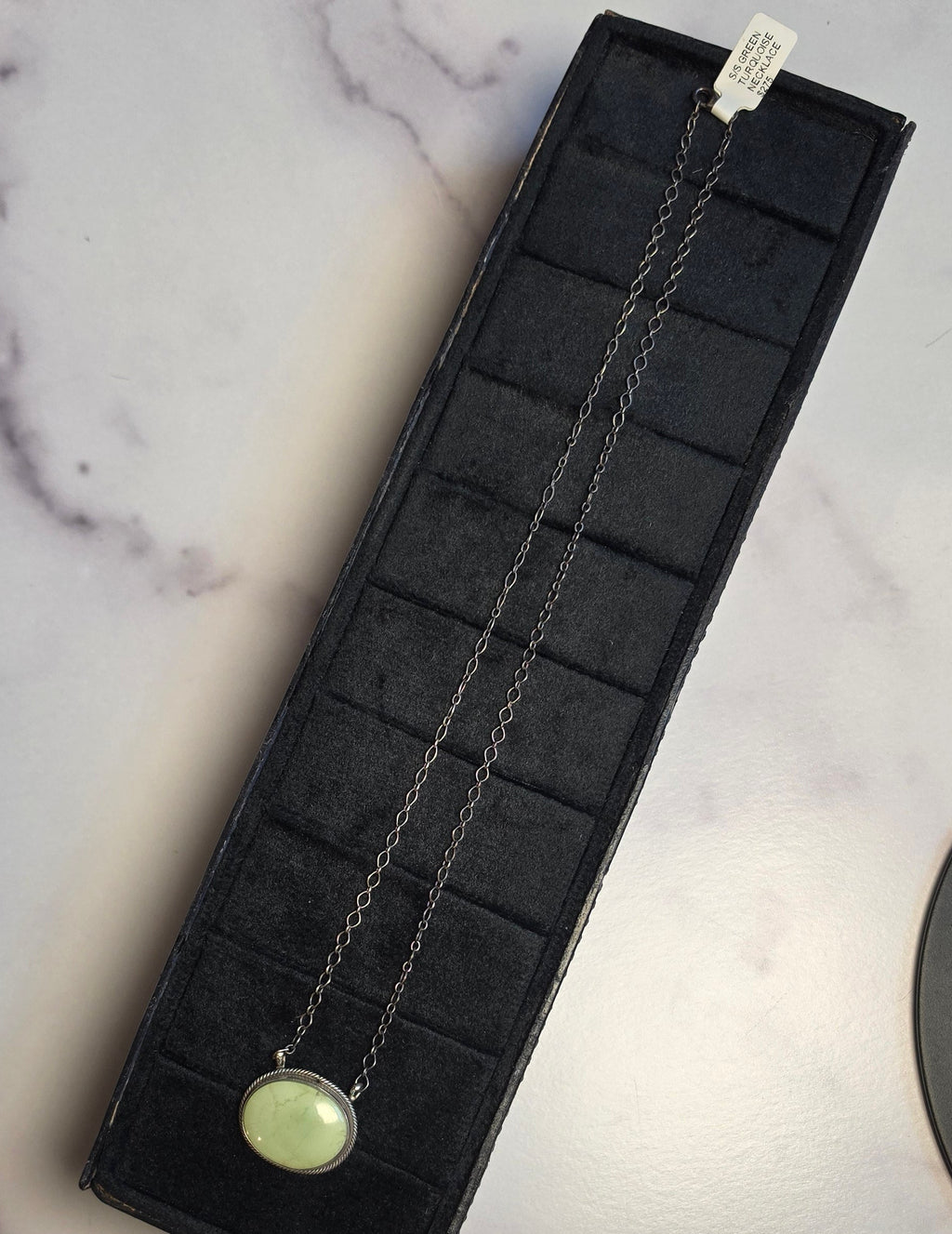 Native Made Green Turquoise & Sterling Necklace