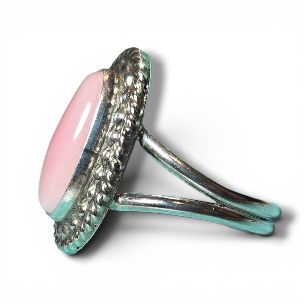 Native Made Pink Conch & Sterling Ring Sizes 6.5 & 7.5