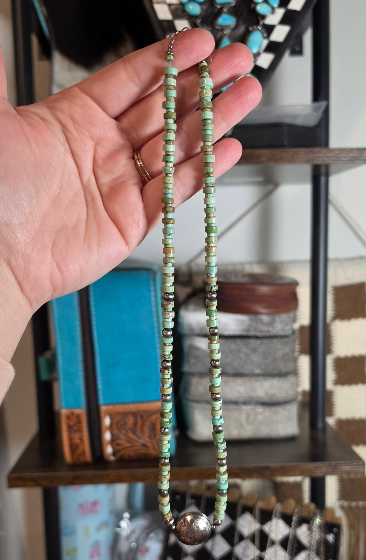 Reversible Buffalo Nickel & Turquoise Necklace 20-22 inches