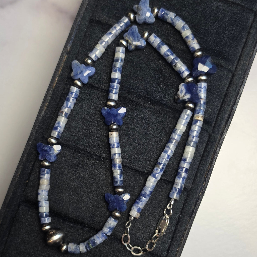 The Sodalite Butterfly Necklace 17-18 inches