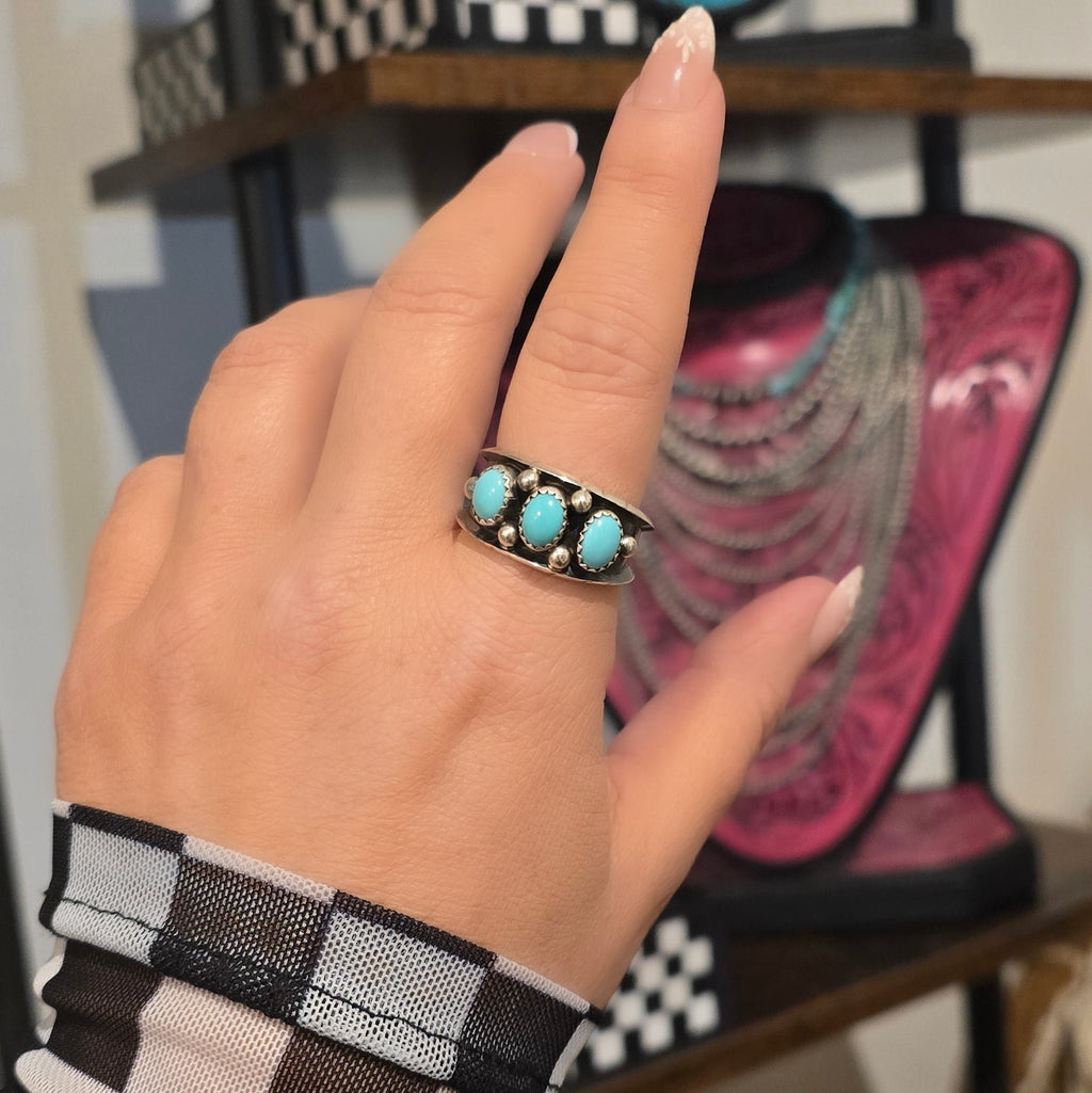 Turquoise & Sterling 3 Stone Ring
