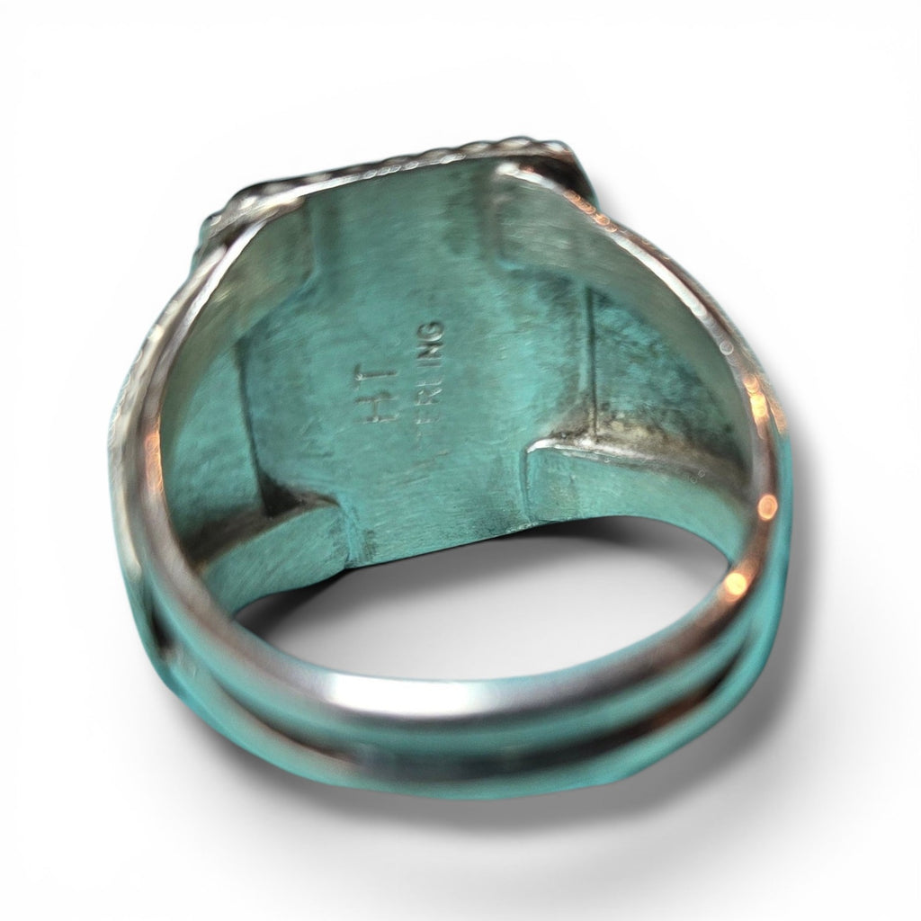 Native Made Kingman Turquoise and Sterling Ring Size 9.5