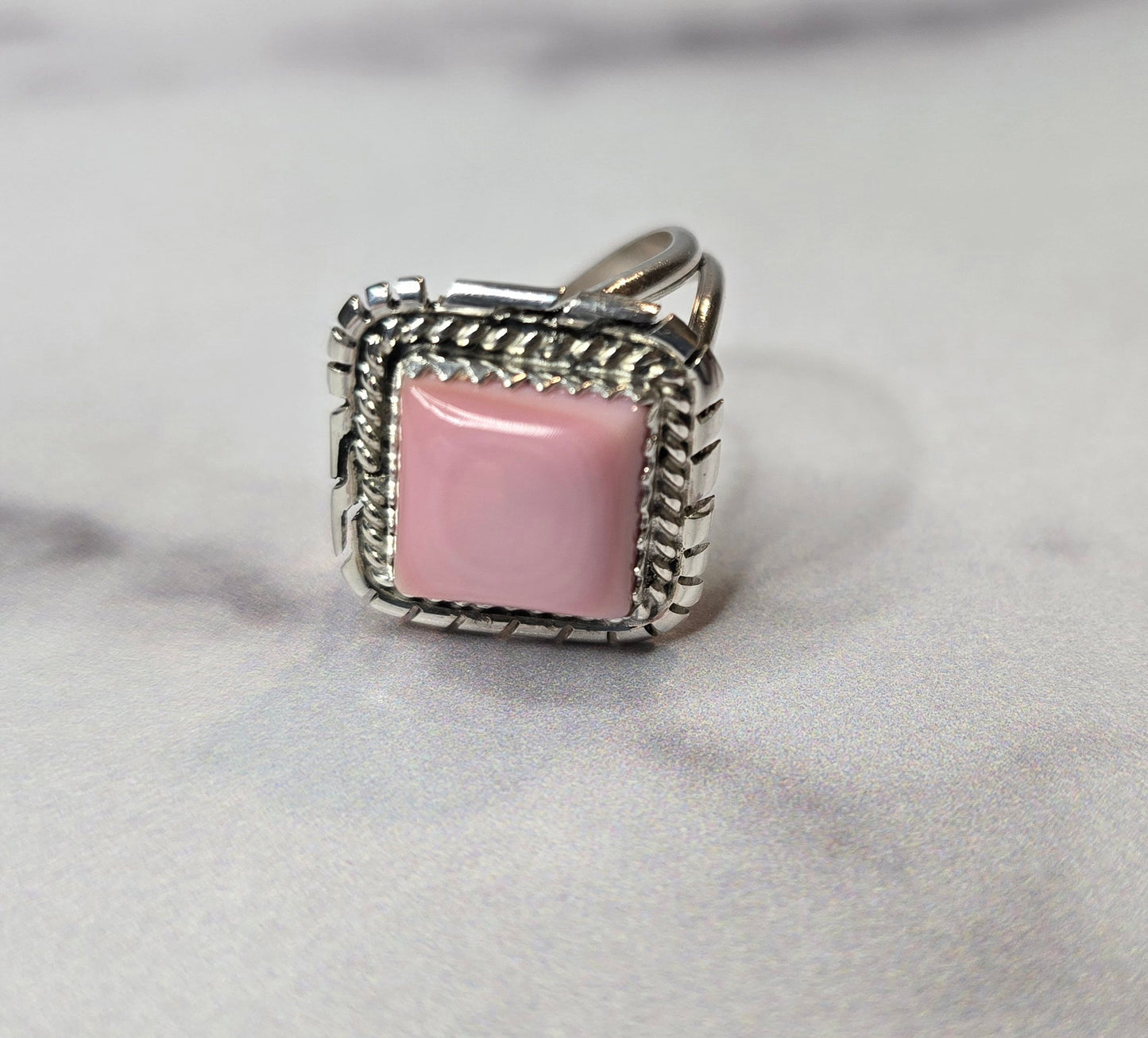 Pink Conch and Sterling Size 6.5