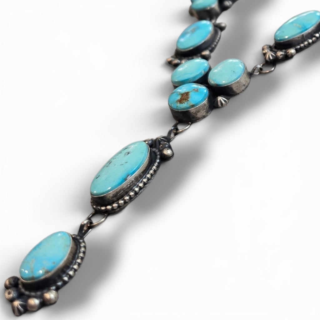 Native Made Royston Turquoise & Sterling Lariat Plus Earrings Set