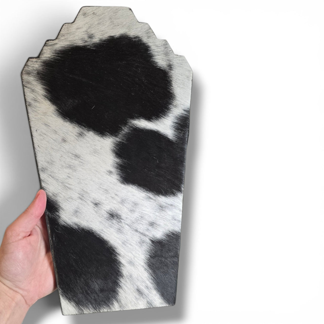 Black & White Hide With Leather Back Necklace Stand