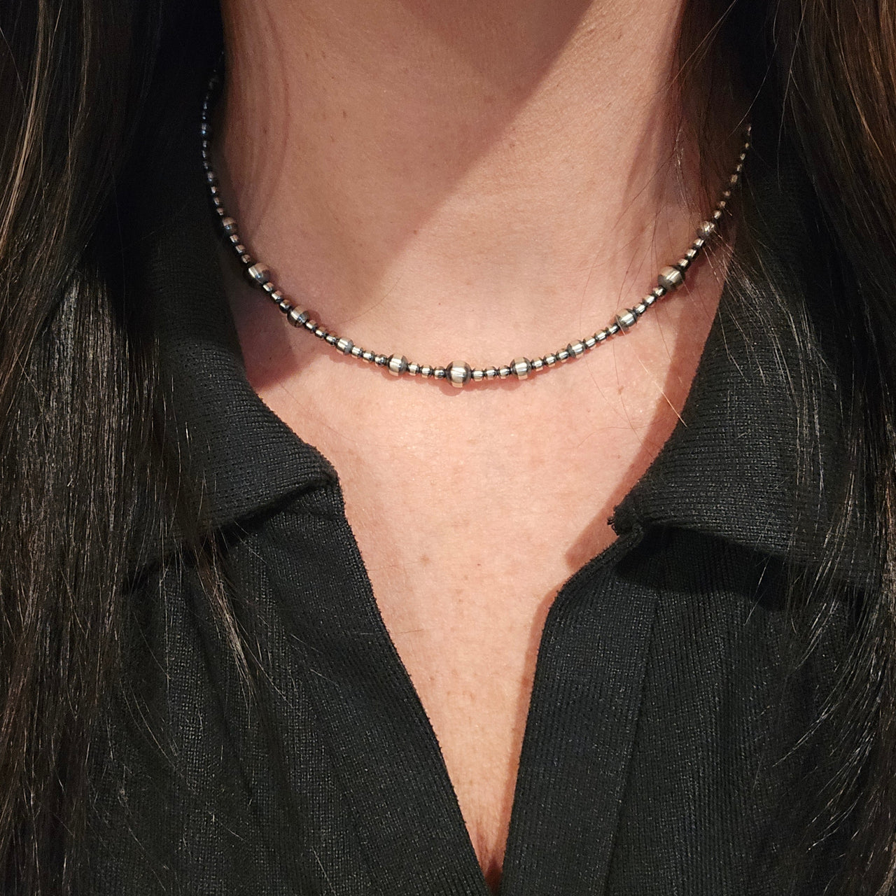 16 inch Graduated Sterling Pearl Necklace