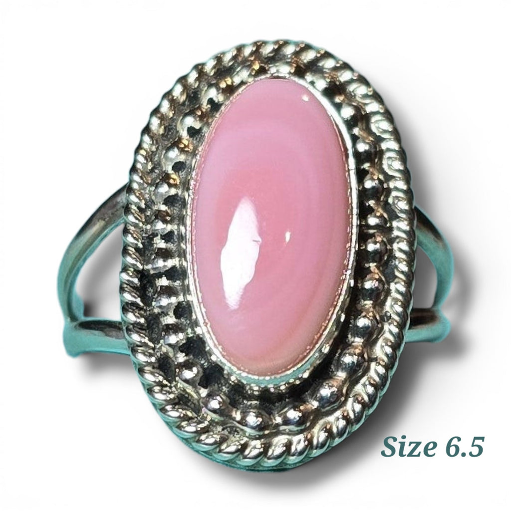 Native Made Pink Conch & Sterling Ring Sizes 6.5 & 7.5