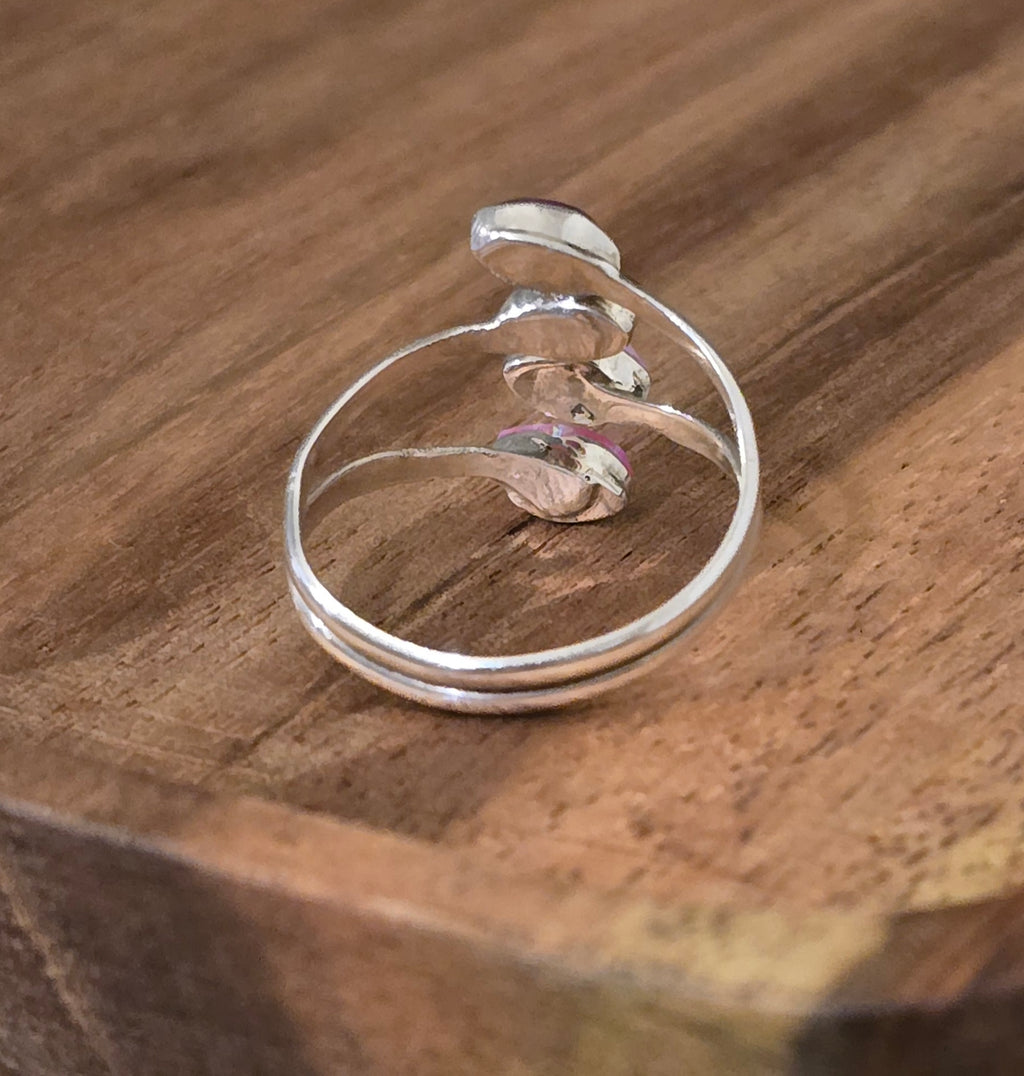 Sterling & Pink/Purple Opal Ring Size 7.25/7.5