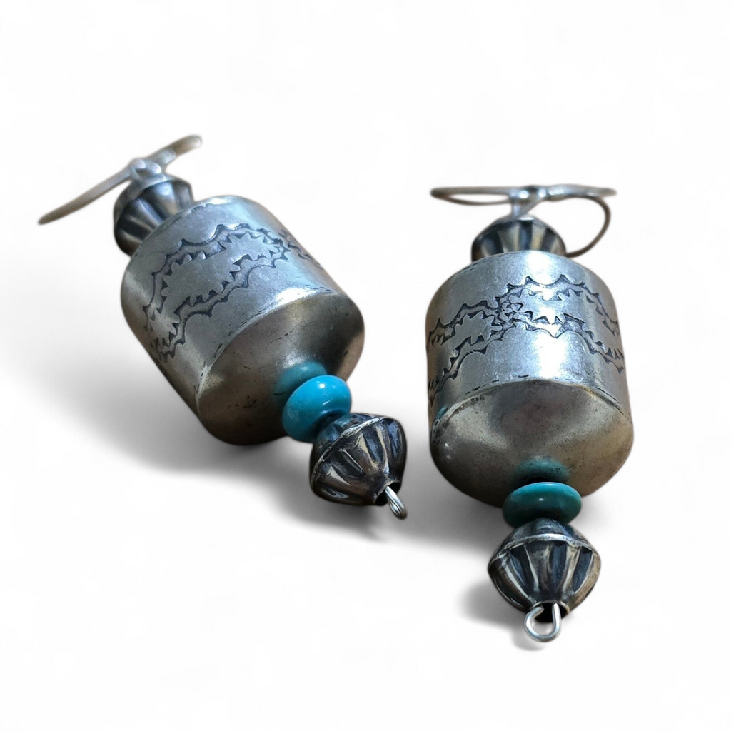 Malena Joe Navajo Pearl Barrel Bead & Turquoise Earrings