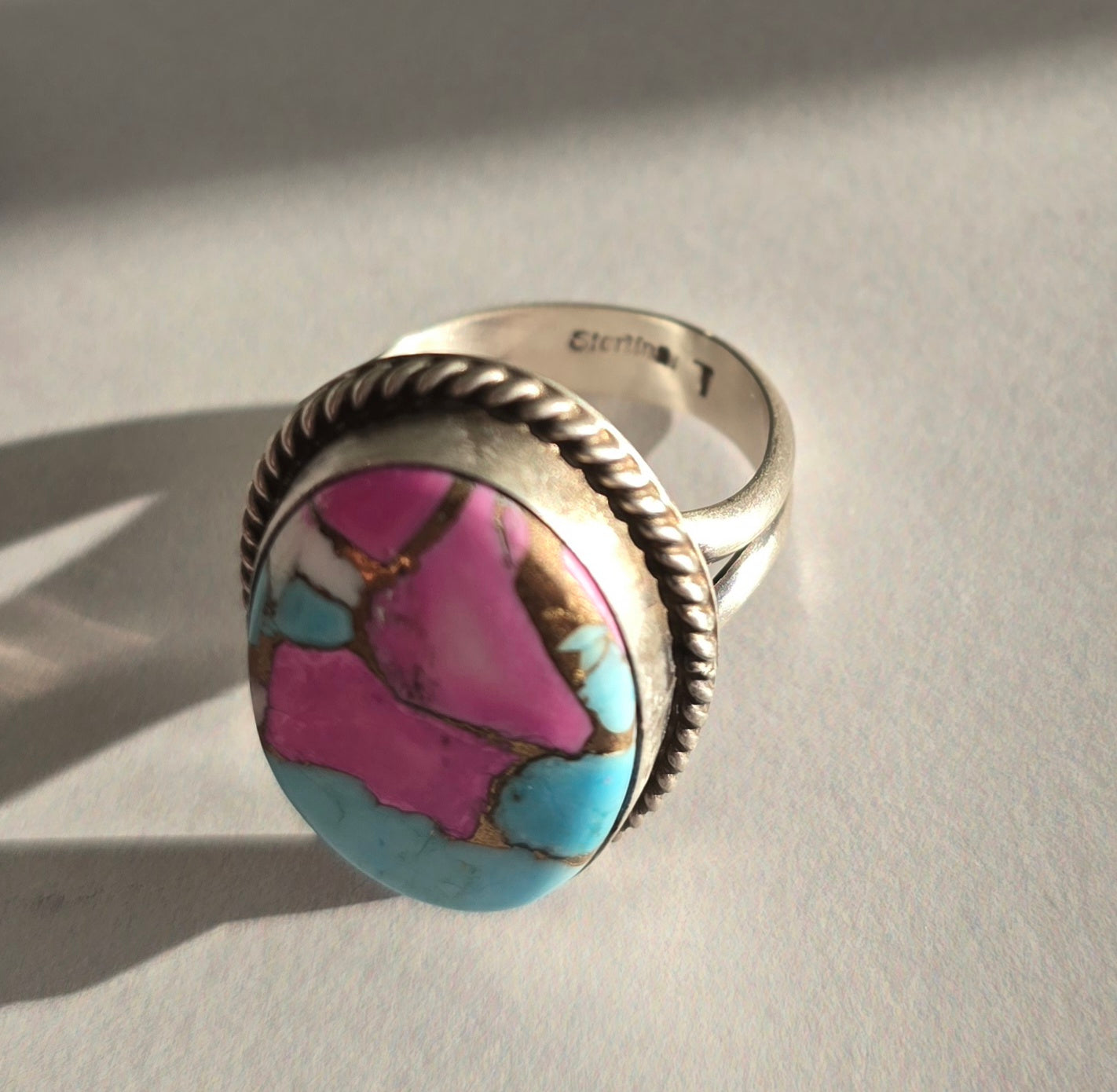 Cotton Candy Dahlia and Sterling Adjustable Ring *Includes a FREE Gift With Purchase