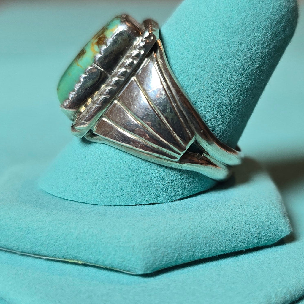 Herbert Tsosie Kingman Turquoise and Sterling Ring Size 9.5