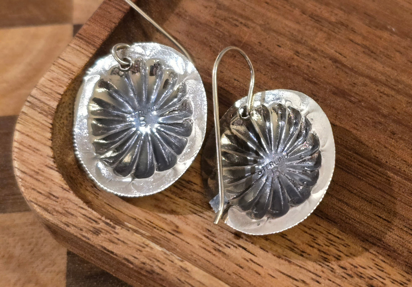 Purple Spiny and Sterling Concho Earrings