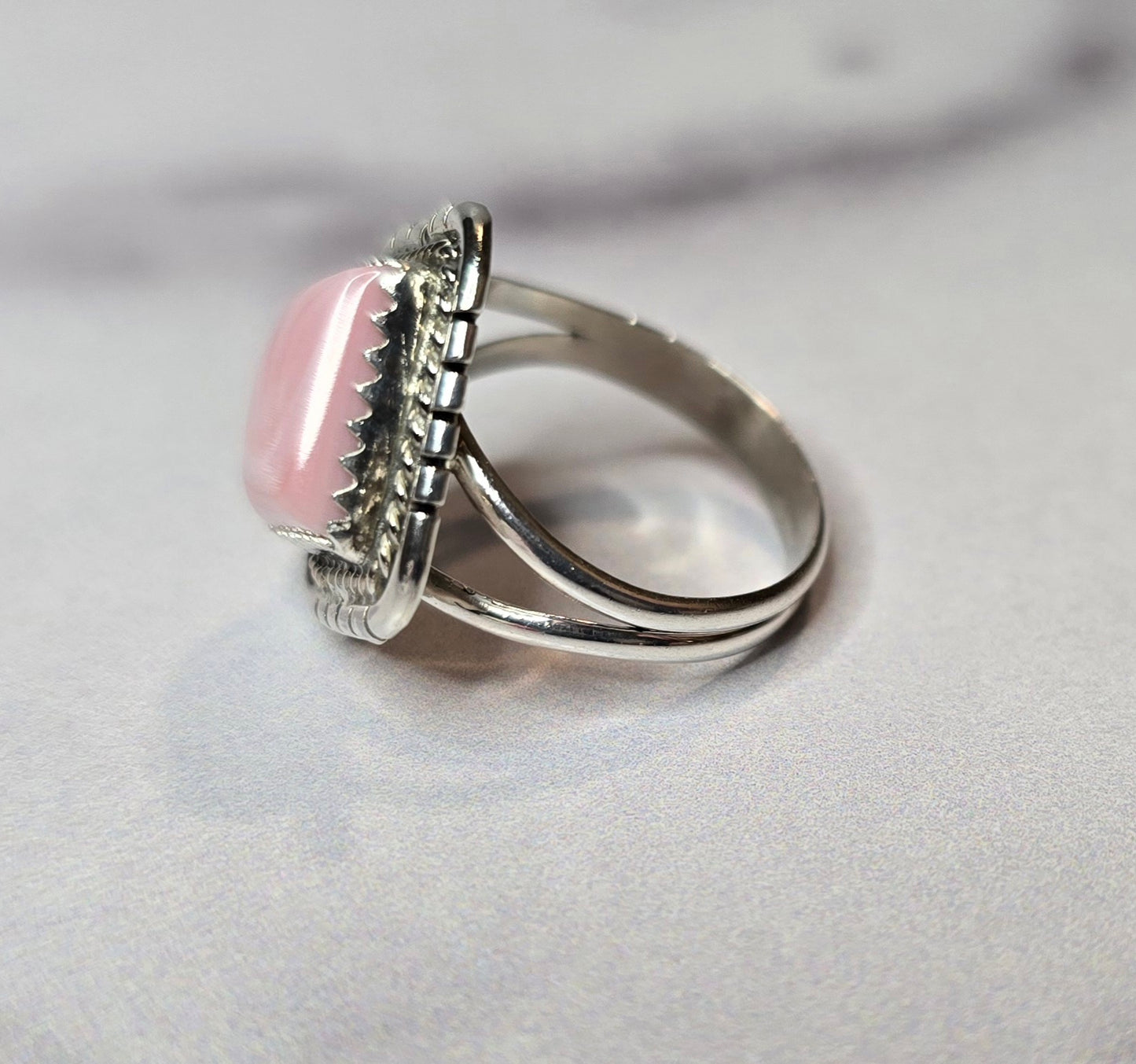Pink Conch and Sterling Size 6.5