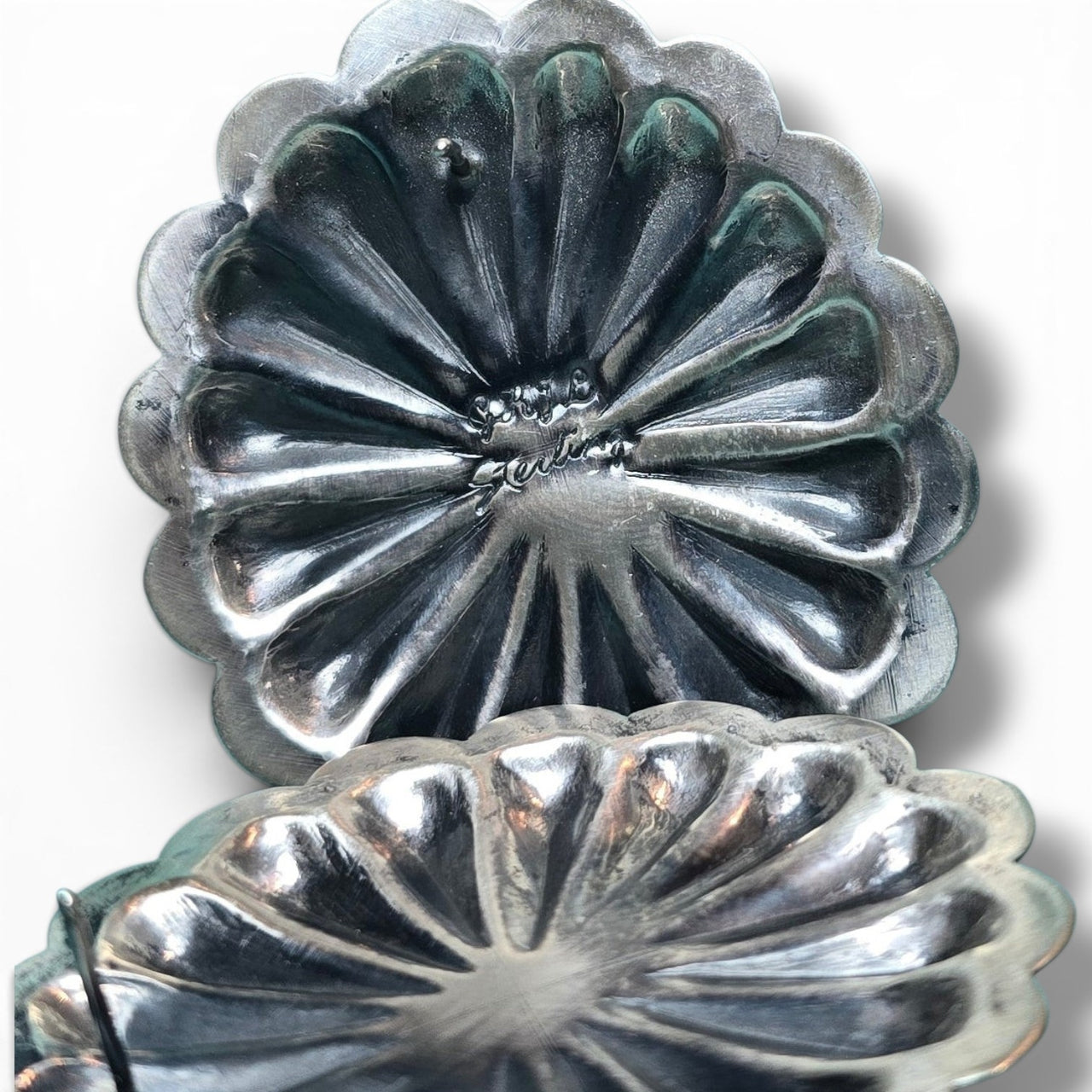 Glen Livingston Sonoran Mountain Turquoise Sterling Silver Repoussé Earrings