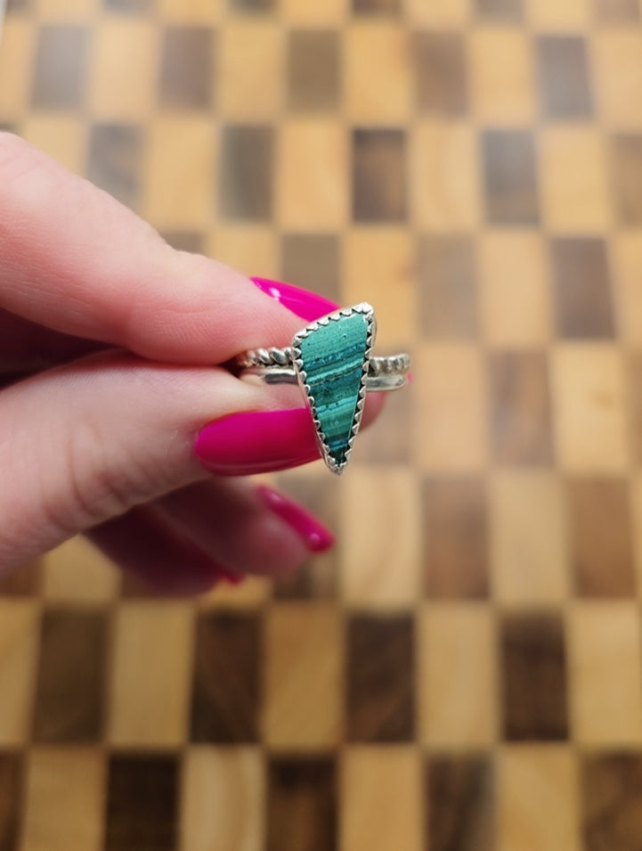 Malachite & Sterling Ring Size 7