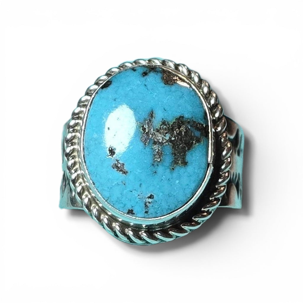 Native Made Hubei Turquoise & Sterling Ring Size 10