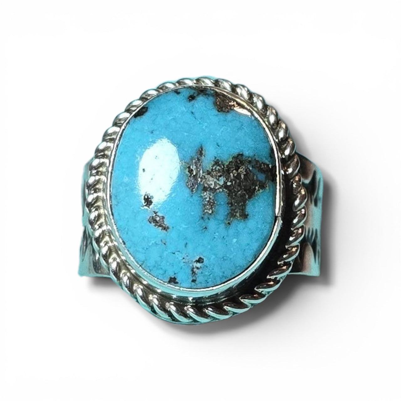 Native Made Hubei Turquoise & Sterling Ring Size 10