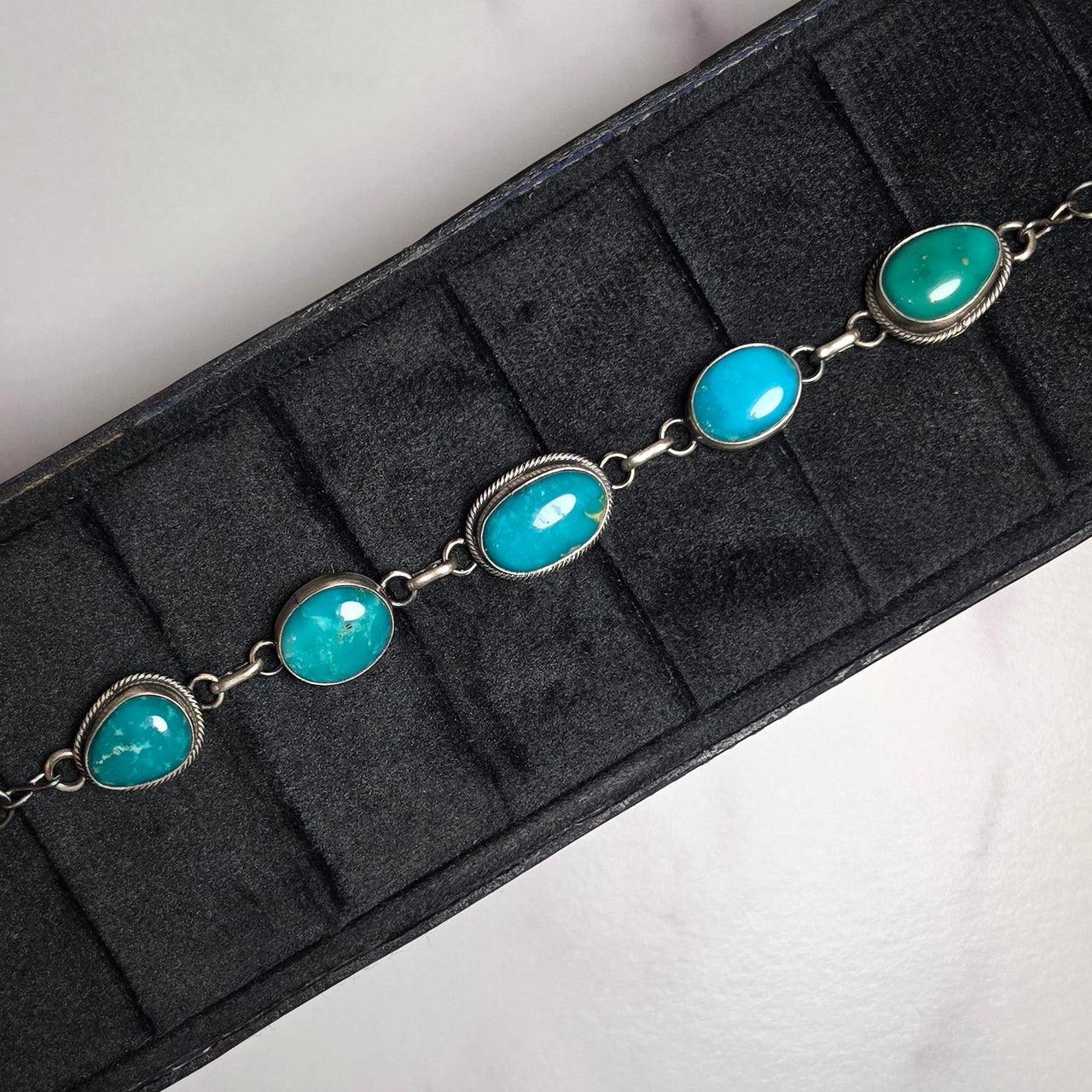 Native Made Royston Turquoise & Sterling Choker 15 inches
