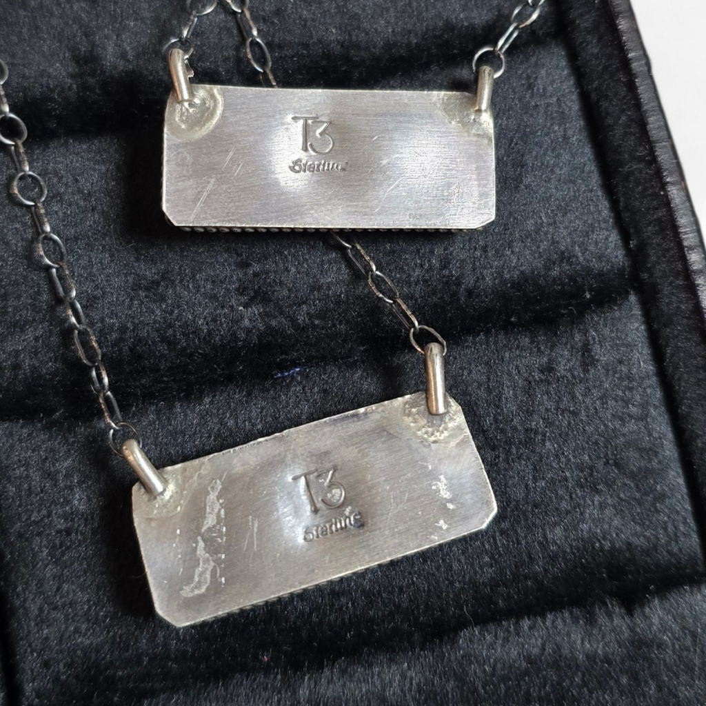 Native Made White Buffalo & Sterling Bar Necklaces