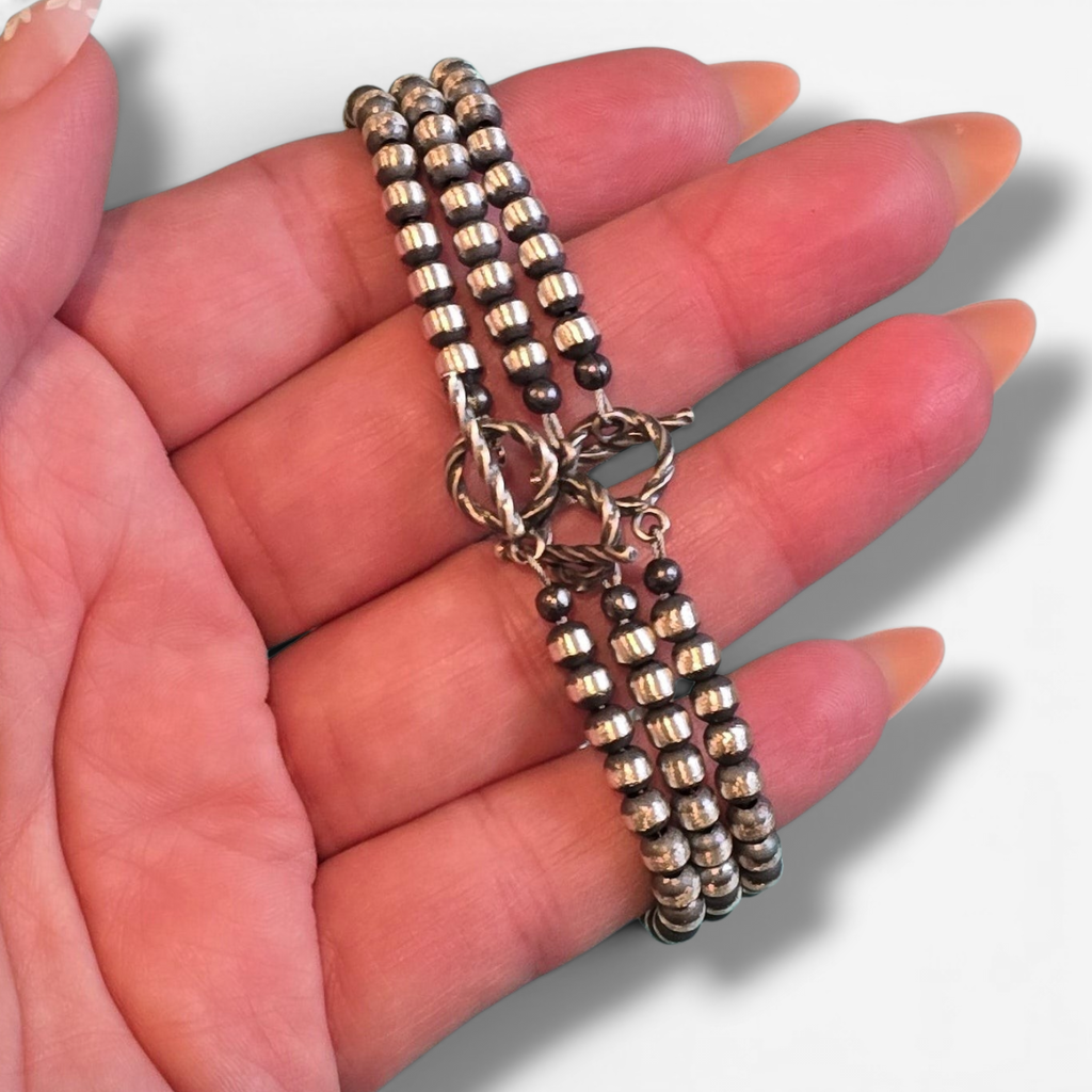 4mm Sterling Pearl Bracelet 7.5 inches (toggle clasp)
