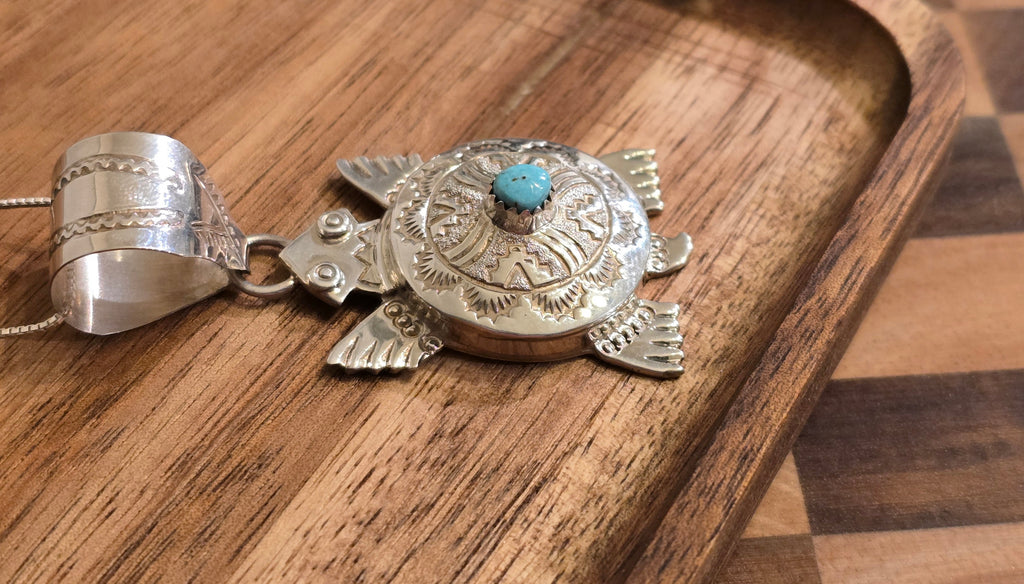 Turquoise & Sterling Turtle Pendant