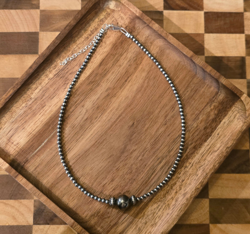 3mm Sterling Choker With 10mm Sterling Center