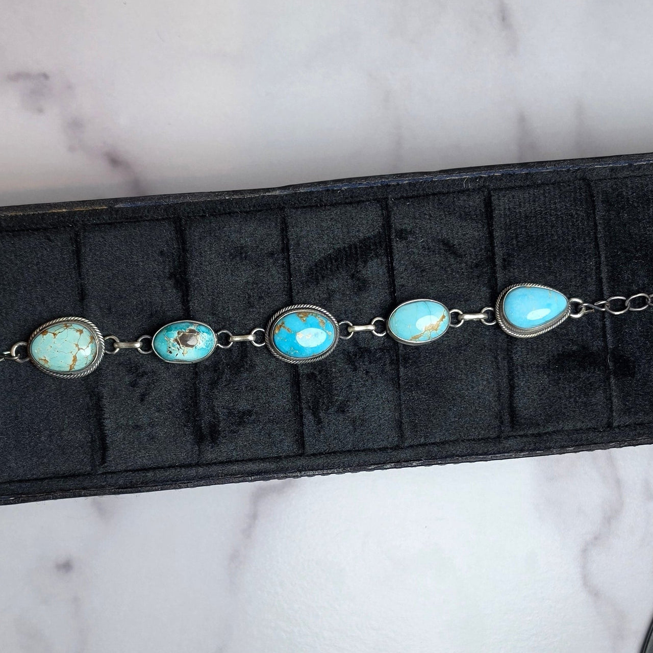Native Made Mixed Turquoise & Sterling Choker 15 inches