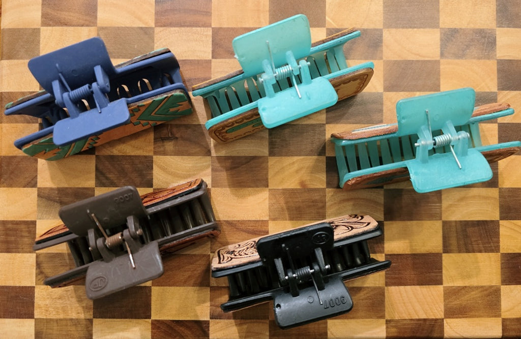 (Clearance) Tooled Leather Claw Clip