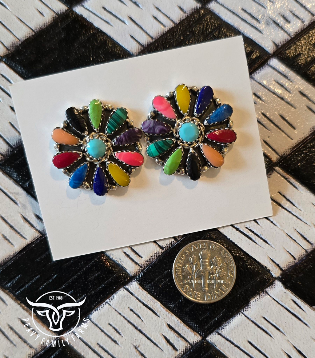 Sterling Cluster Earrings