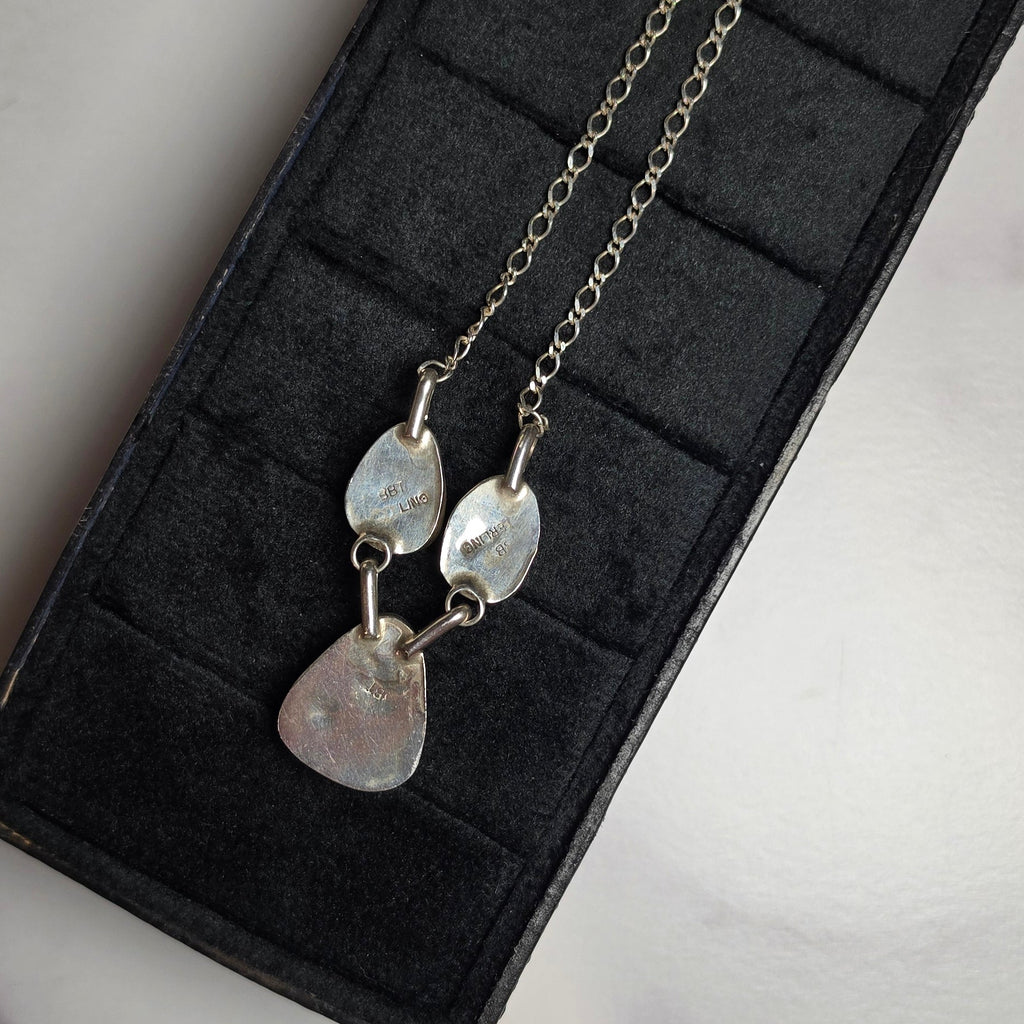 Native Made Palomino & Sterling Necklace 19 inches max