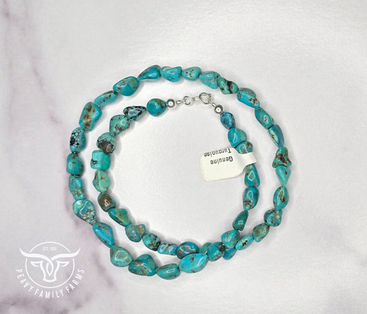 Genuine Turquoise & Sterling Necklace 20 inches
