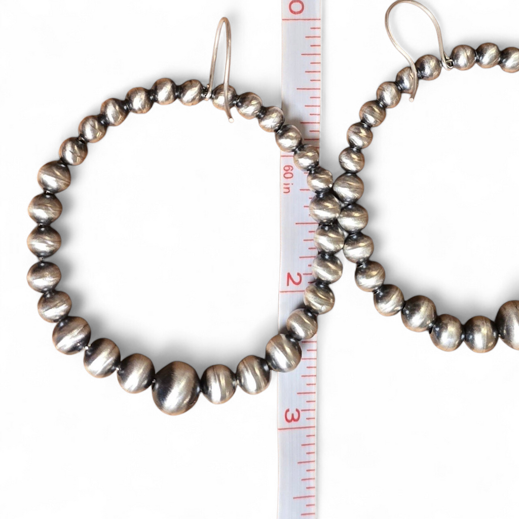Amanda Larry Graduated Navajo Pearl Hoop Earrings