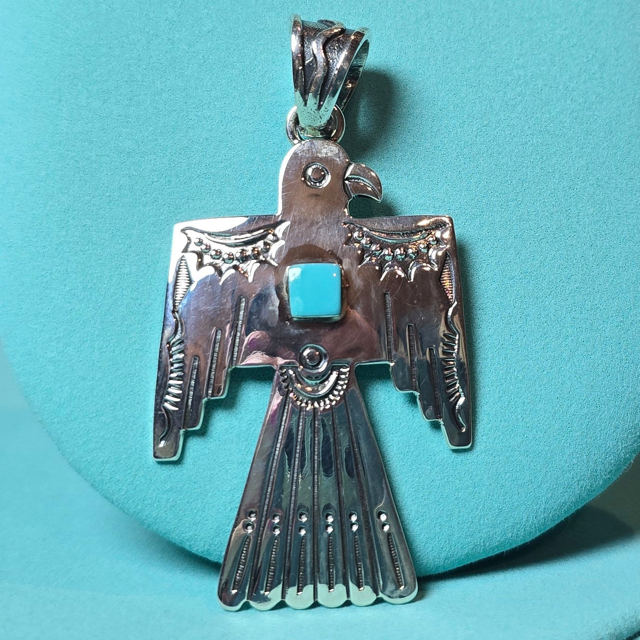 Brandon Belin Sterling & Turquoise Square Pendant