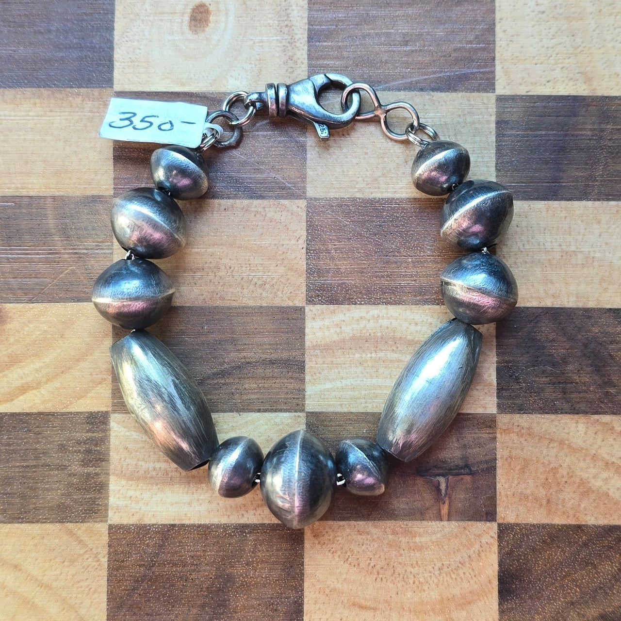 15 & 13mm Handmade Navajo Pearl Bracelet 7 1/2 inches