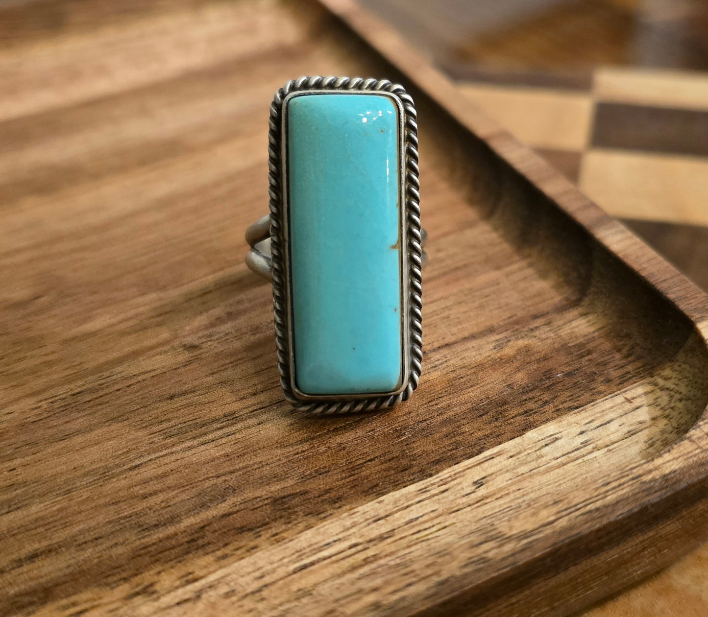 Kingman Turquoise and Sterling Adjustable Ring
