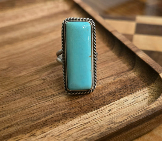 Kingman Turquoise and Sterling Adjustable Ring