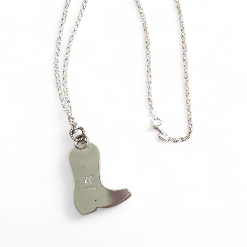 Texas Silversmith Stephanie Fritzsching Handmade Sterling Boot Necklace