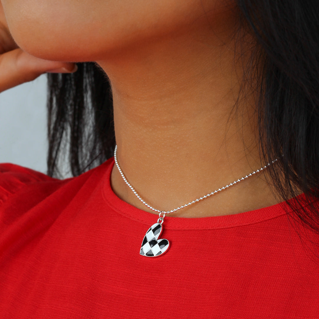 Checkered Heart 15-17 inches Necklace