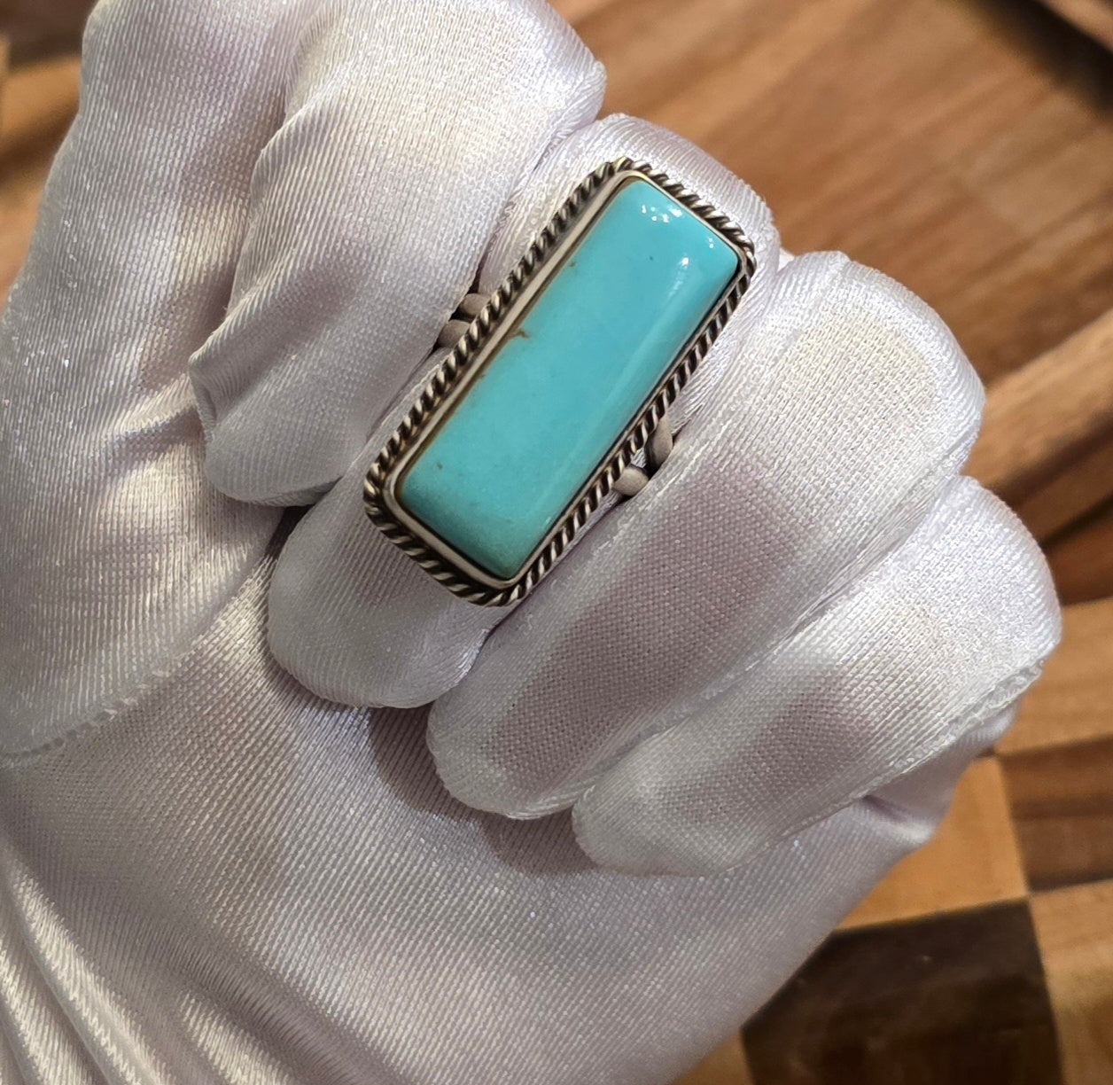 Kingman Turquoise and Sterling Adjustable Ring