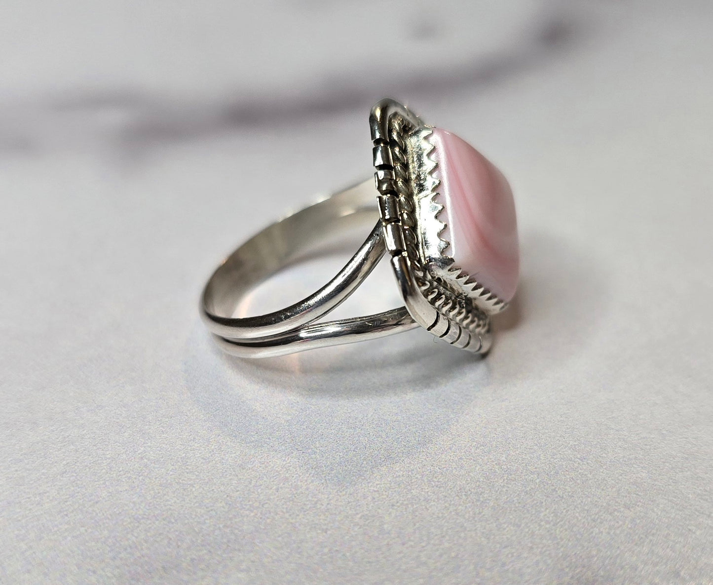 Pink Conch and Sterling Size 6.5