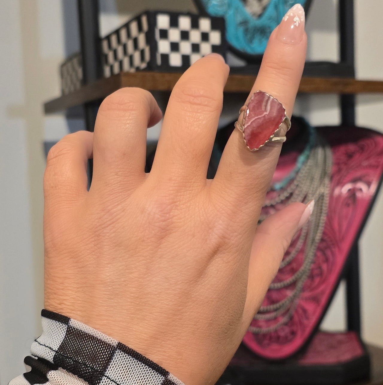 Sterling & Rhodochrosite Ring