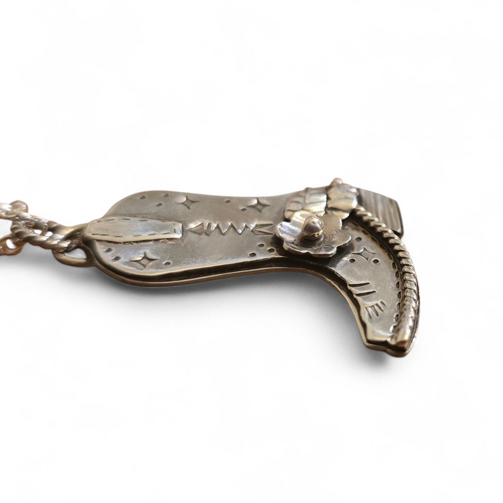 Texas Silversmith Stephanie Fritzsching Handmade Sterling Boot Necklace