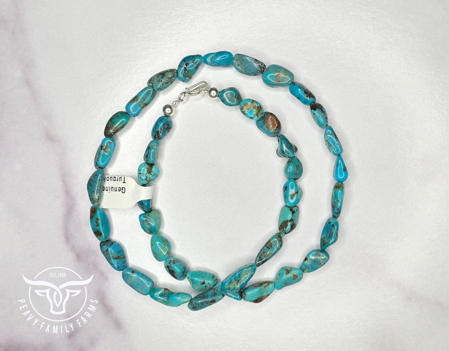Genuine Turquoise & Sterling Necklace 20 inches