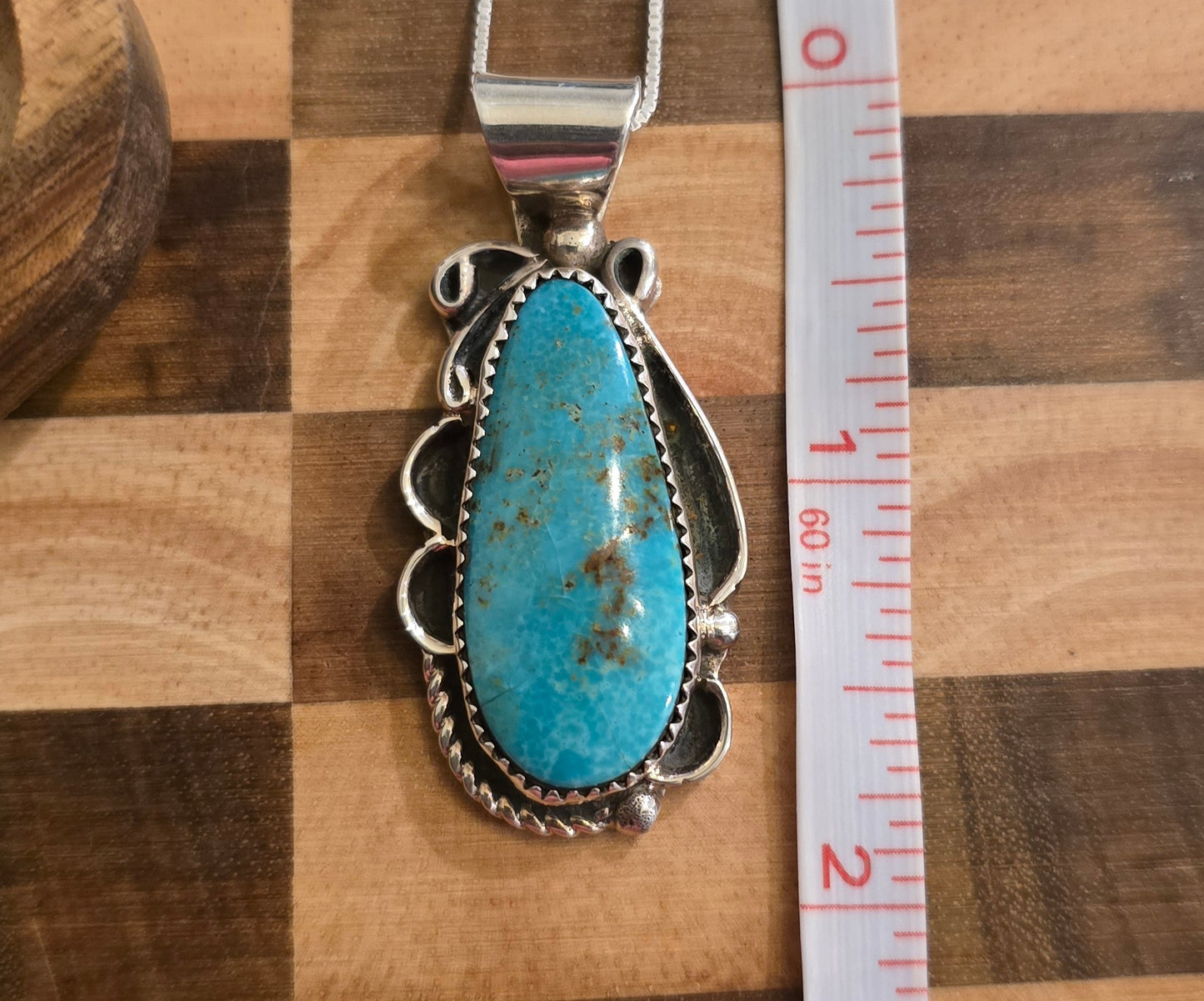 Kingman Turquoise and Sterling Pendant