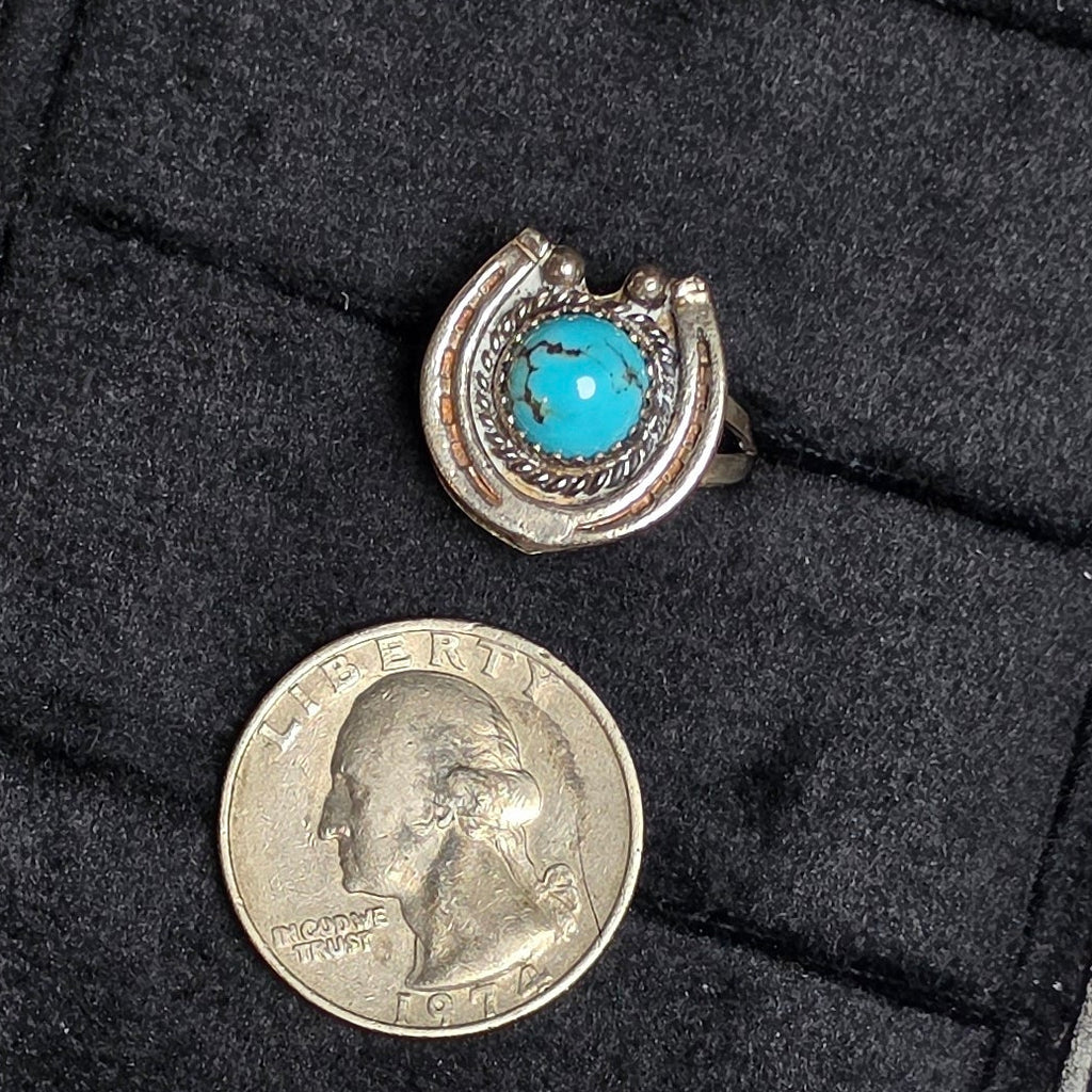 Turquoise & Sterling Horseshoe Ring Size 8.5