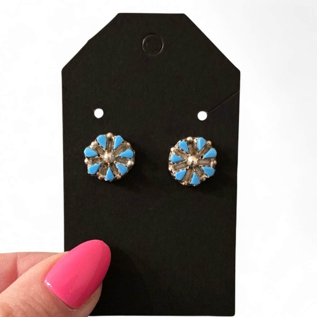 Tiffany Yatsattie Turquoise & Sterling Cluster Earrings