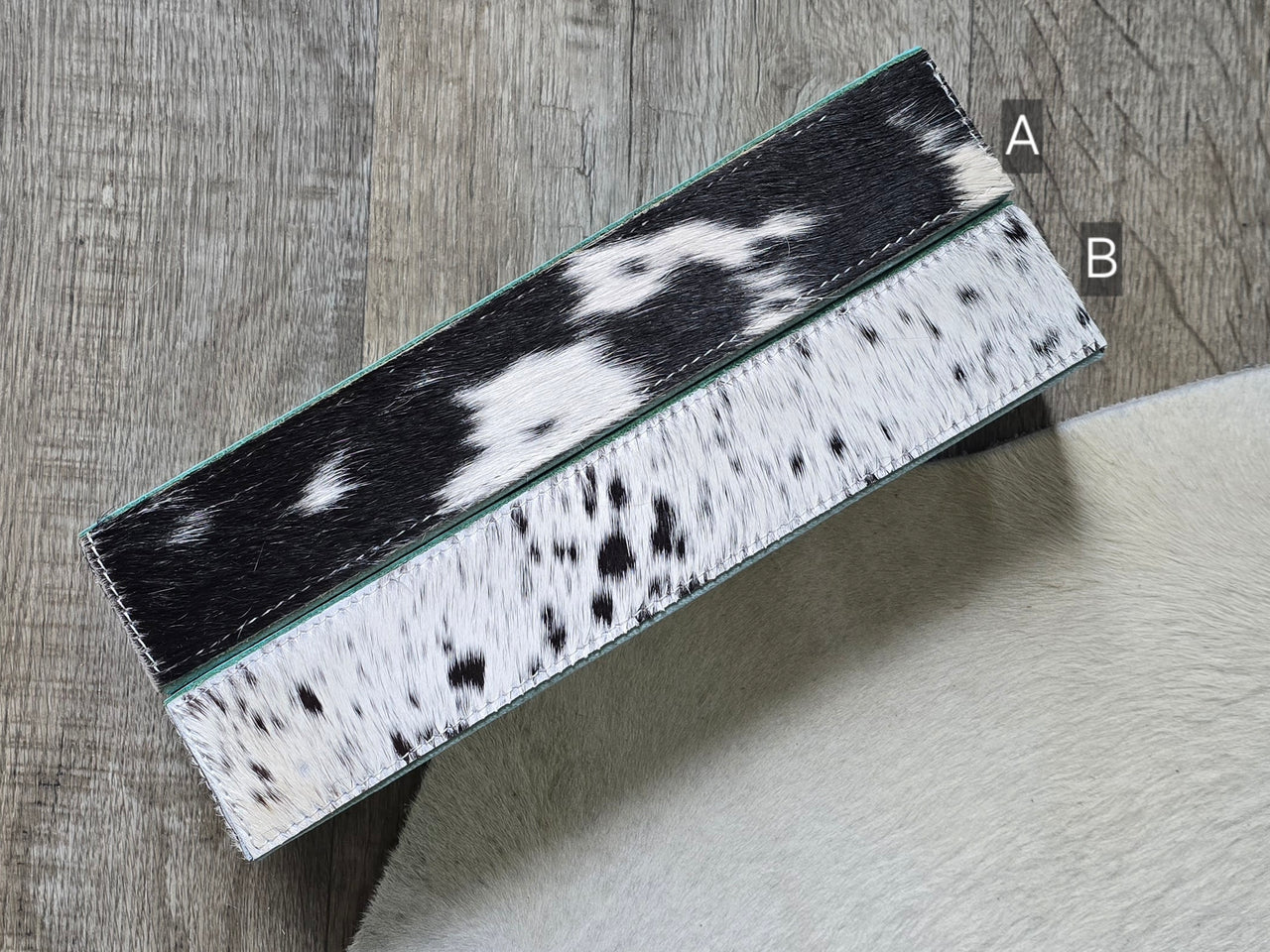 Black & White Hide & Leather (Bottom) Ring Holder