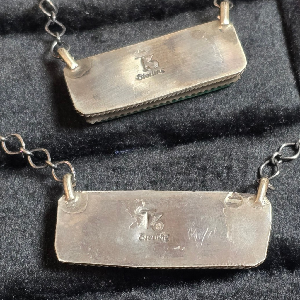 Native Made Kingman Turquoise & Sterling Bar Necklaces