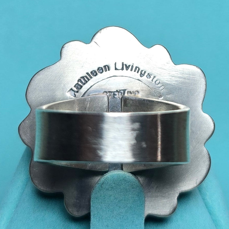 Kathleen Livingston Lone Mountain Turquoise Cluster Ring Size 7 (Thick band)