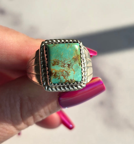Kingman Turquoise and Sterling Ring Size 9.5